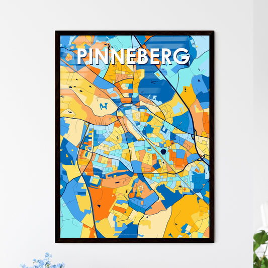 PINNEBERG GERMANY Vibrant Colorful Art Map Poster Blue Orange