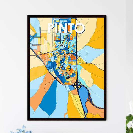 PINTO SPAIN Vibrant Colorful Art Map Poster Blue Orange