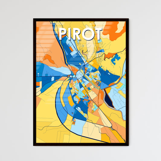 PIROT SERBIA Vibrant Colorful Art Map Poster Blue Orange