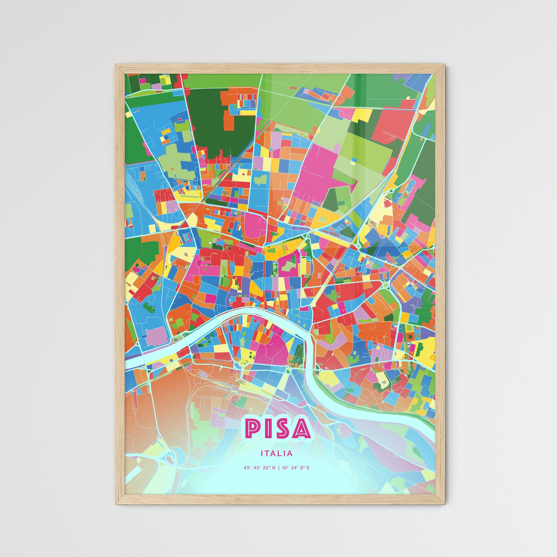 Colorful Pisa Italy Fine Art Map Crazy Colors