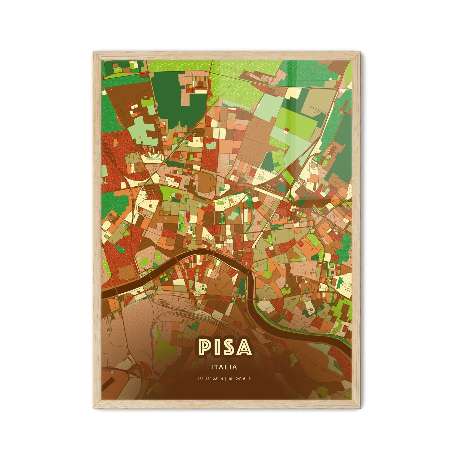 Colorful Pisa Italy Fine Art Map Farmhouse