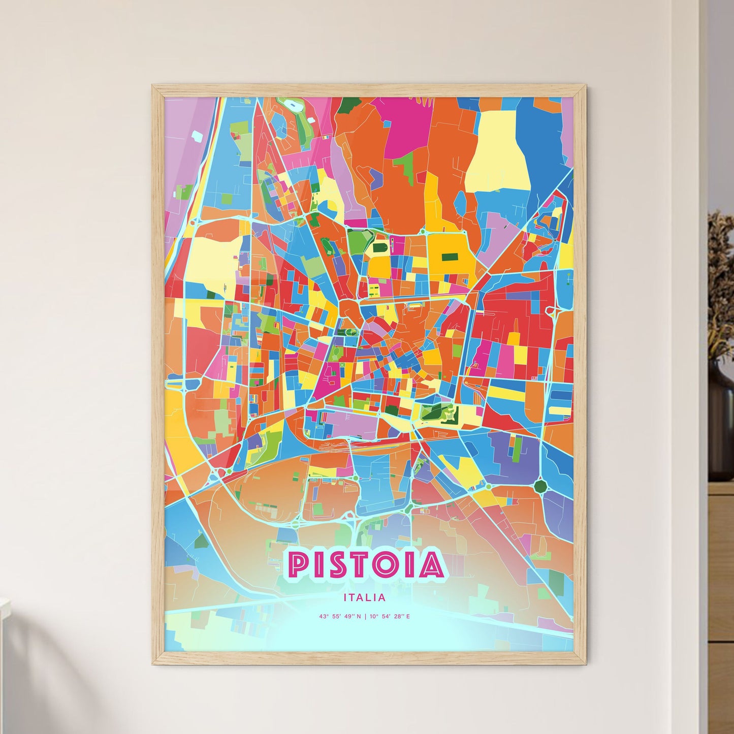 Colorful Pistoia Italy Fine Art Map Crazy Colors