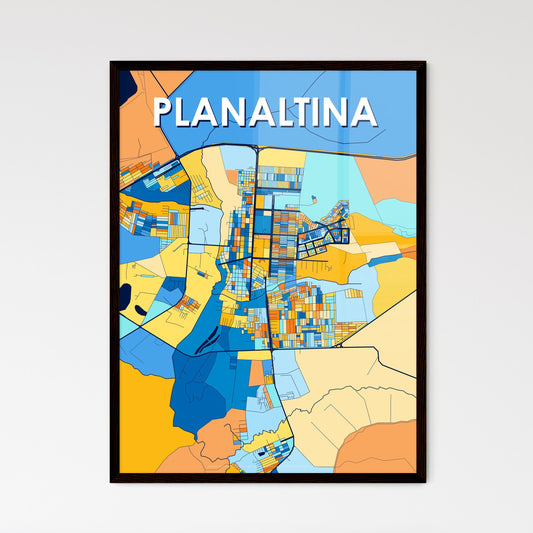 PLANALTINA BRAZIL Vibrant Colorful Art Map Poster Blue Orange