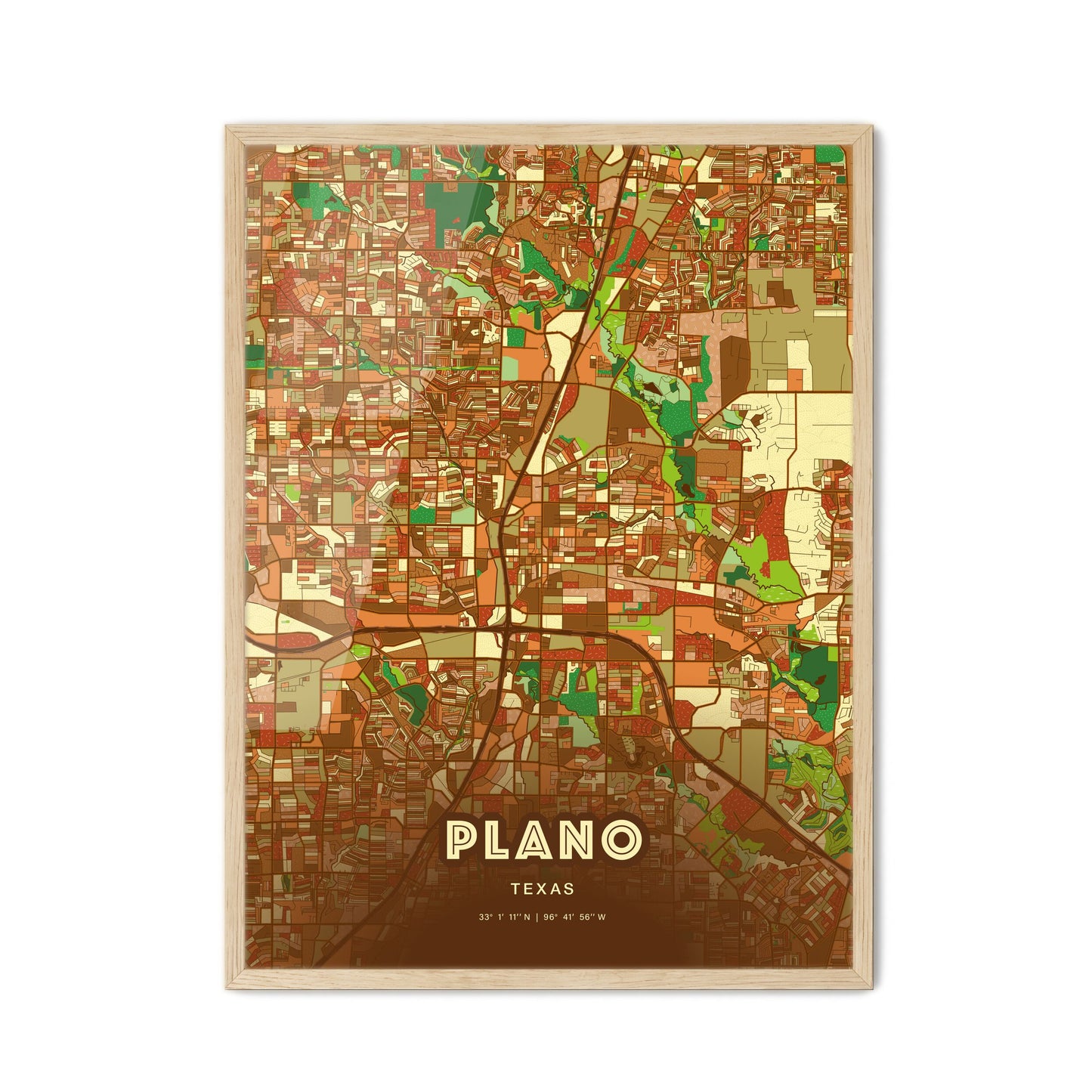 Colorful Plano Texas Fine Art Map Farmhouse