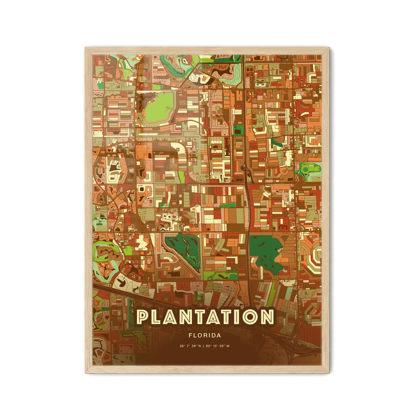 Colorful Plantation Florida Fine Art Map Farmhouse