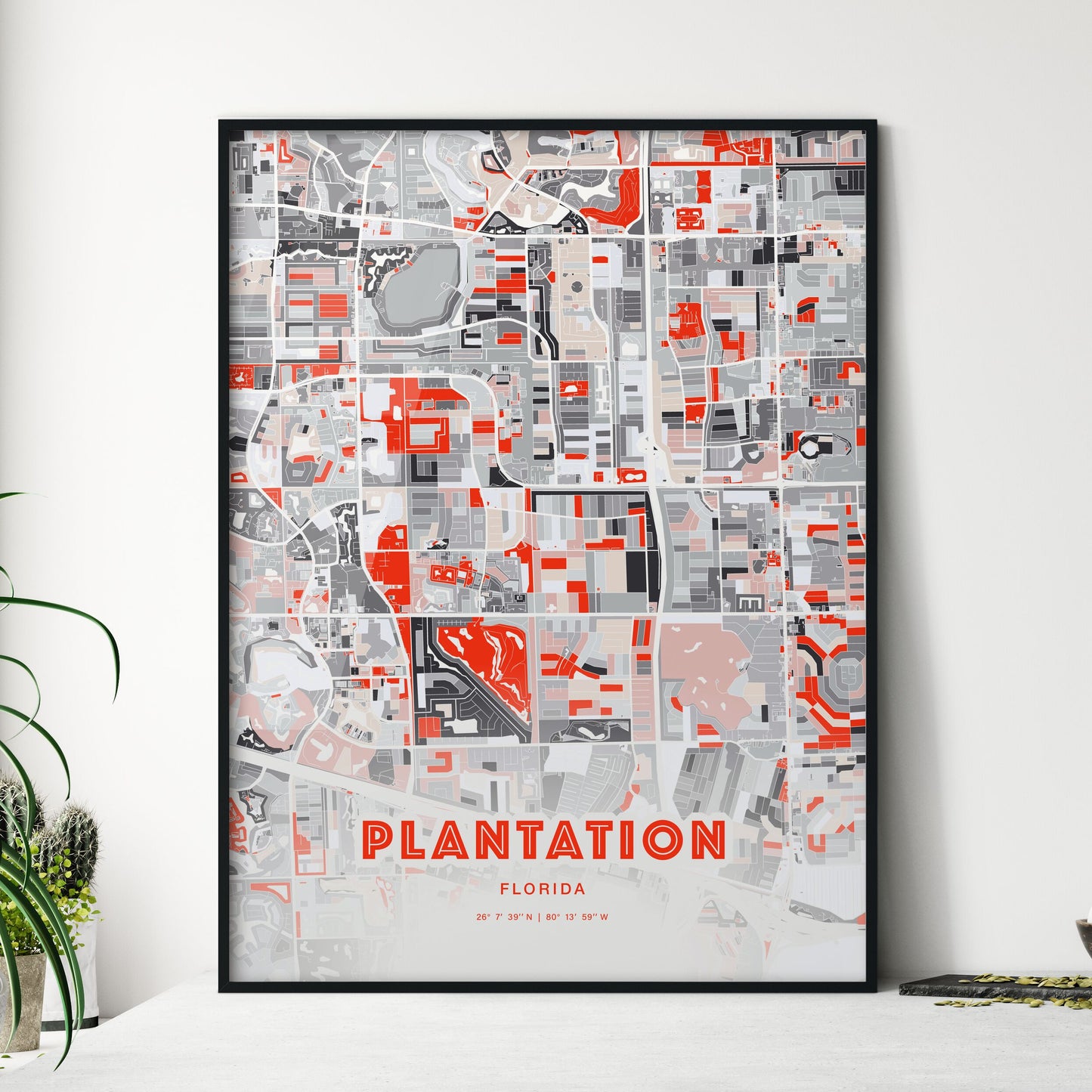 Colorful Plantation Florida Fine Art Map Modern Expressive