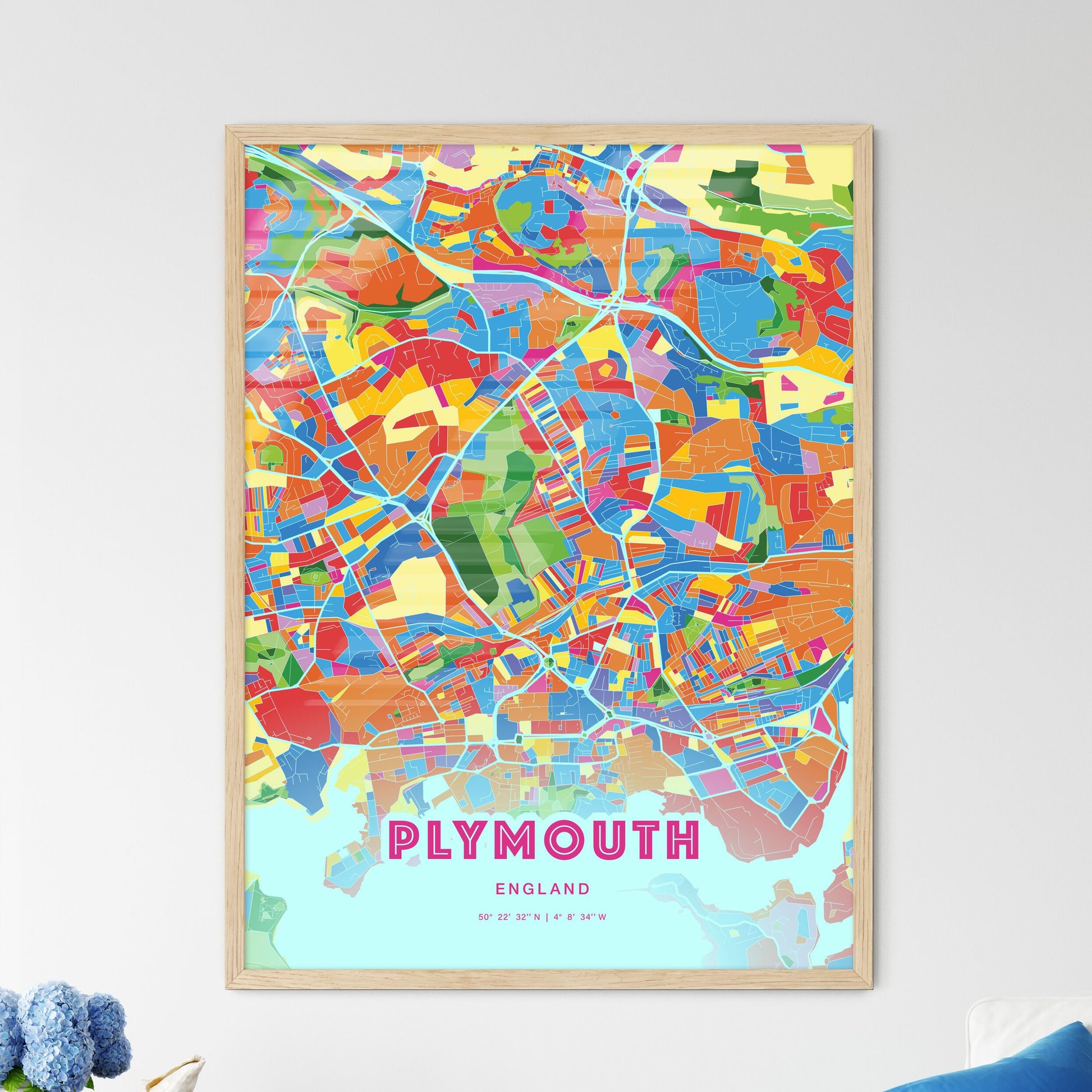 Colorful Plymouth England Fine Art Map Crazy Colors