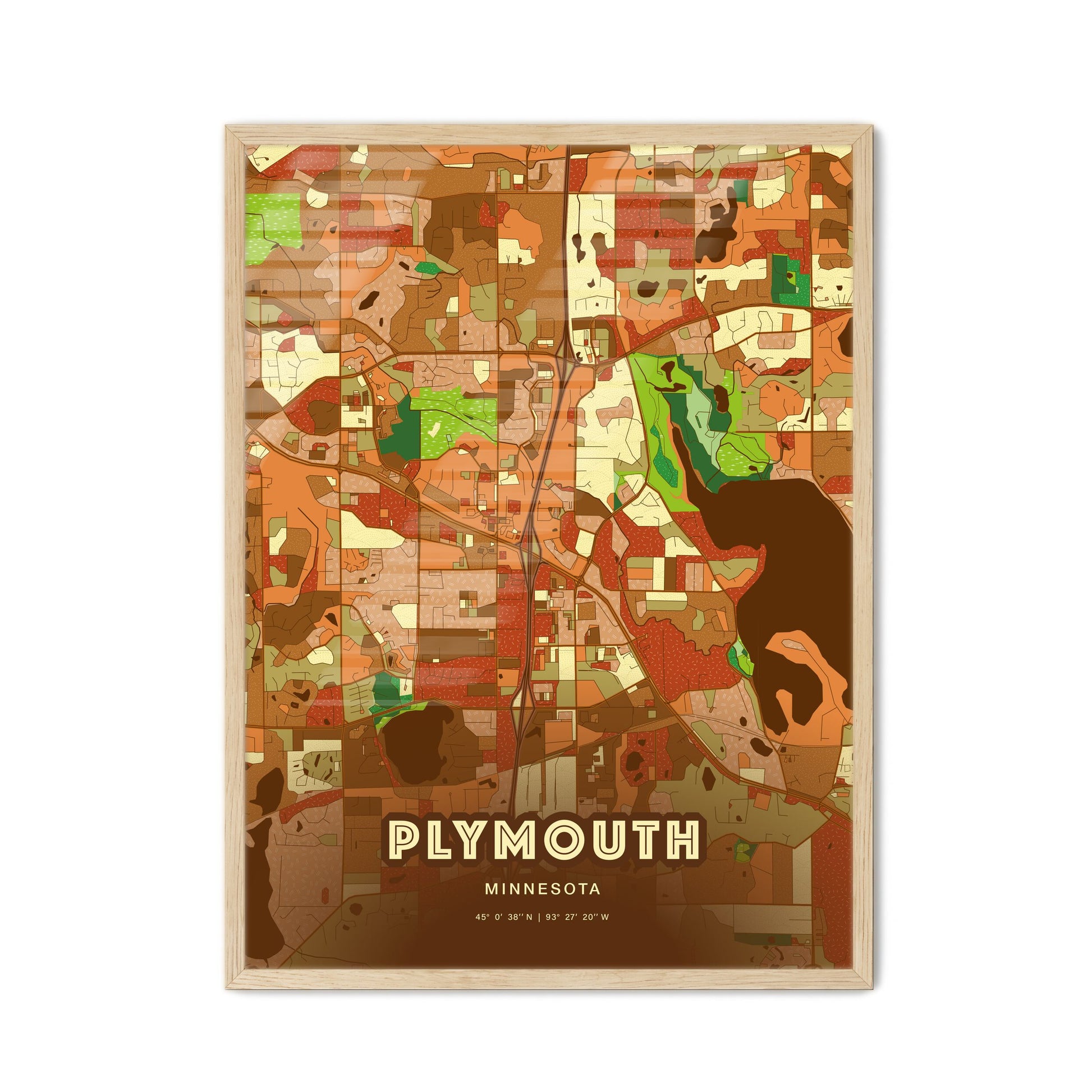 Colorful Plymouth Minnesota Fine Art Map Farmhouse