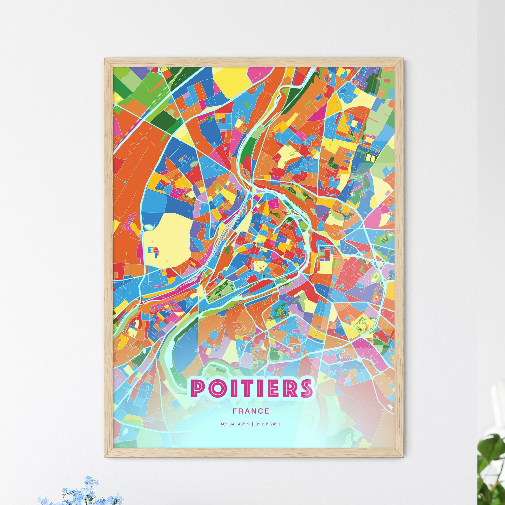 Colorful Poitiers France Fine Art Map Crazy Colors