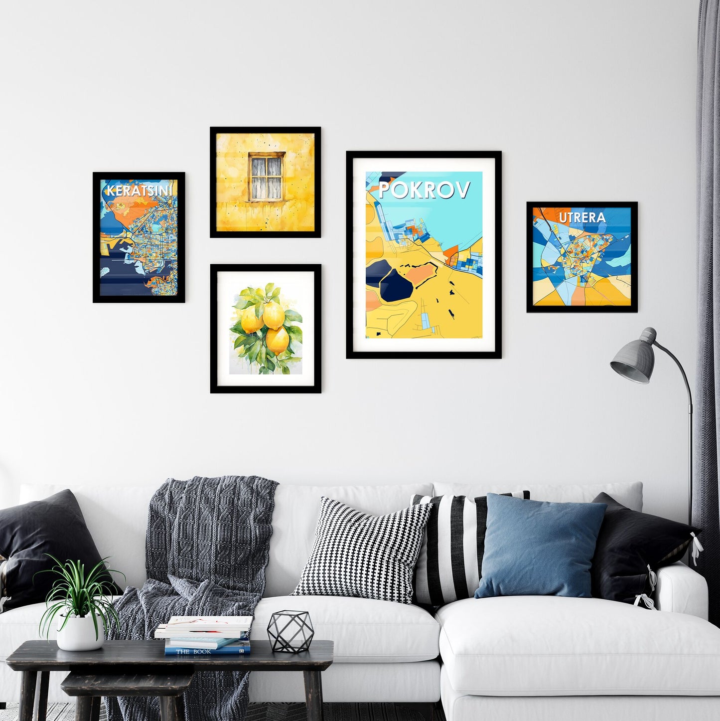 POKROV UKRAINE Vibrant Colorful Art Map Poster Blue Orange