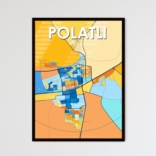 POLATLI TURKEY Vibrant Colorful Art Map Poster Blue Orange