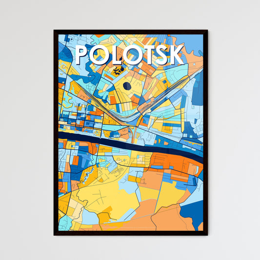 POLOTSK BELARUS Vibrant Colorful Art Map Poster Blue Orange