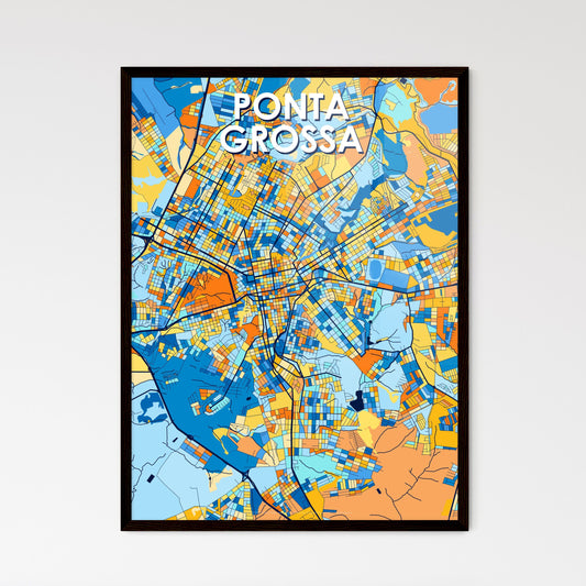 PONTA GROSSA BRAZIL Vibrant Colorful Art Map Poster Blue Orange