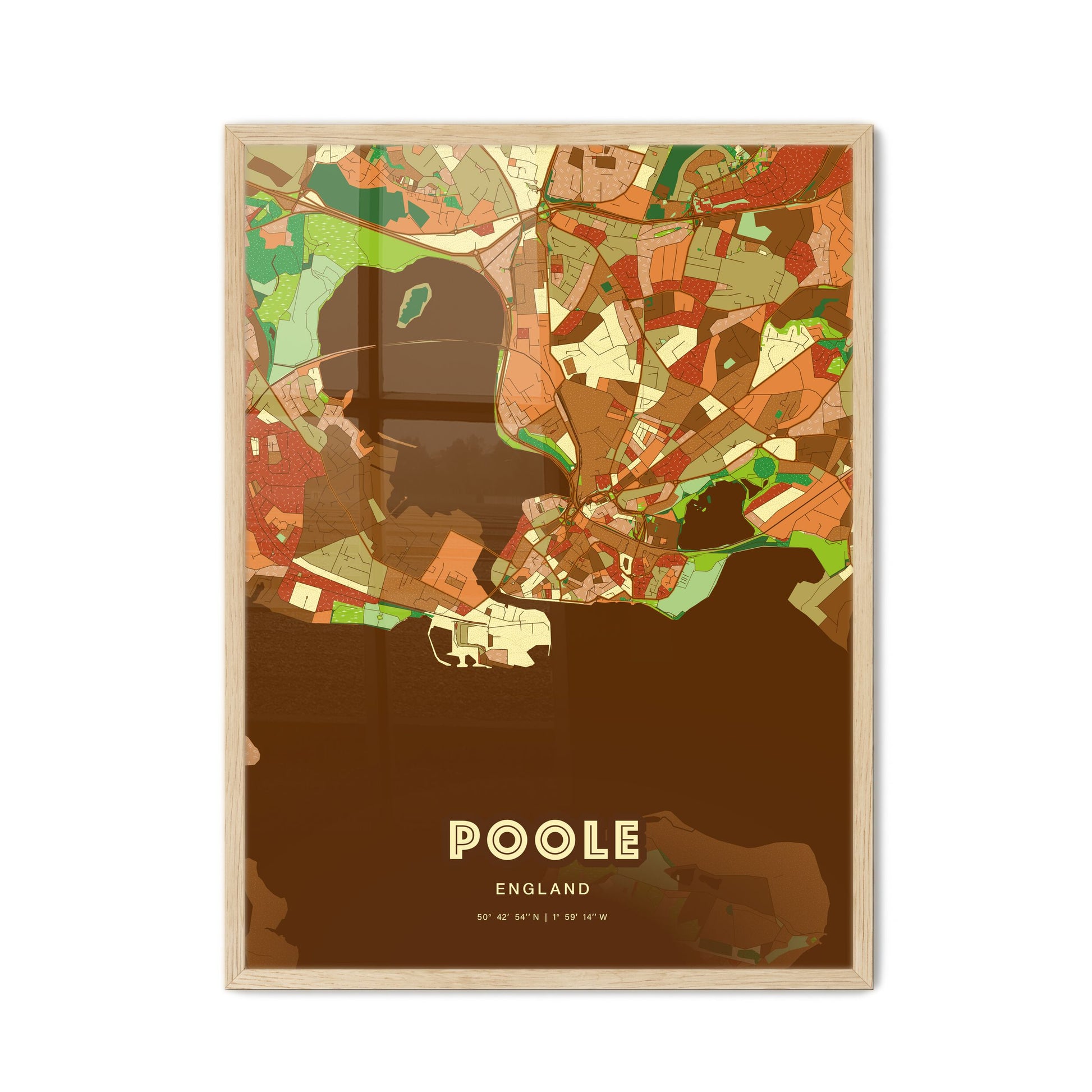 Colorful Poole England Fine Art Map Farmhouse