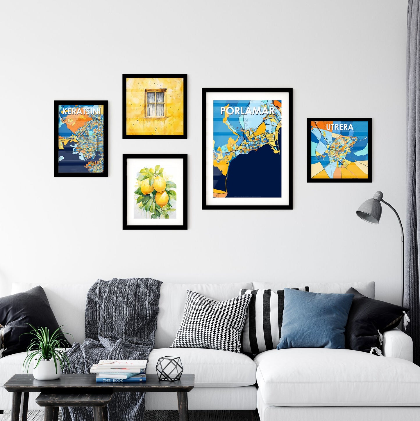 PORLAMAR VENEZUELA Vibrant Colorful Art Map Poster Blue Orange