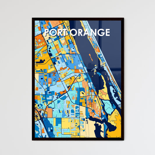 PORT ORANGE FLORIDA Vibrant Colorful Art Map Poster Blue Orange