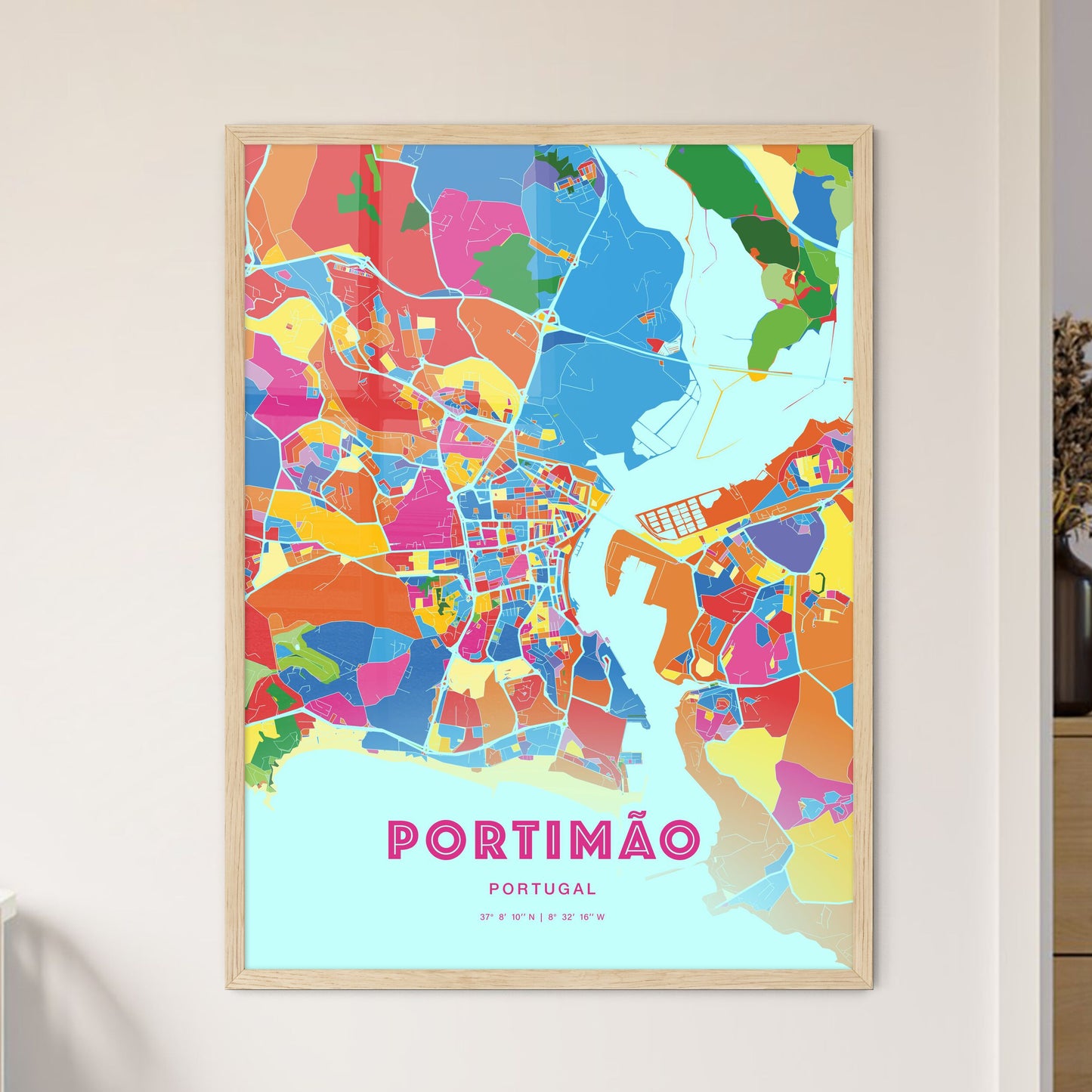 Colorful Portimão Portugal Fine Art Map Crazy Colors
