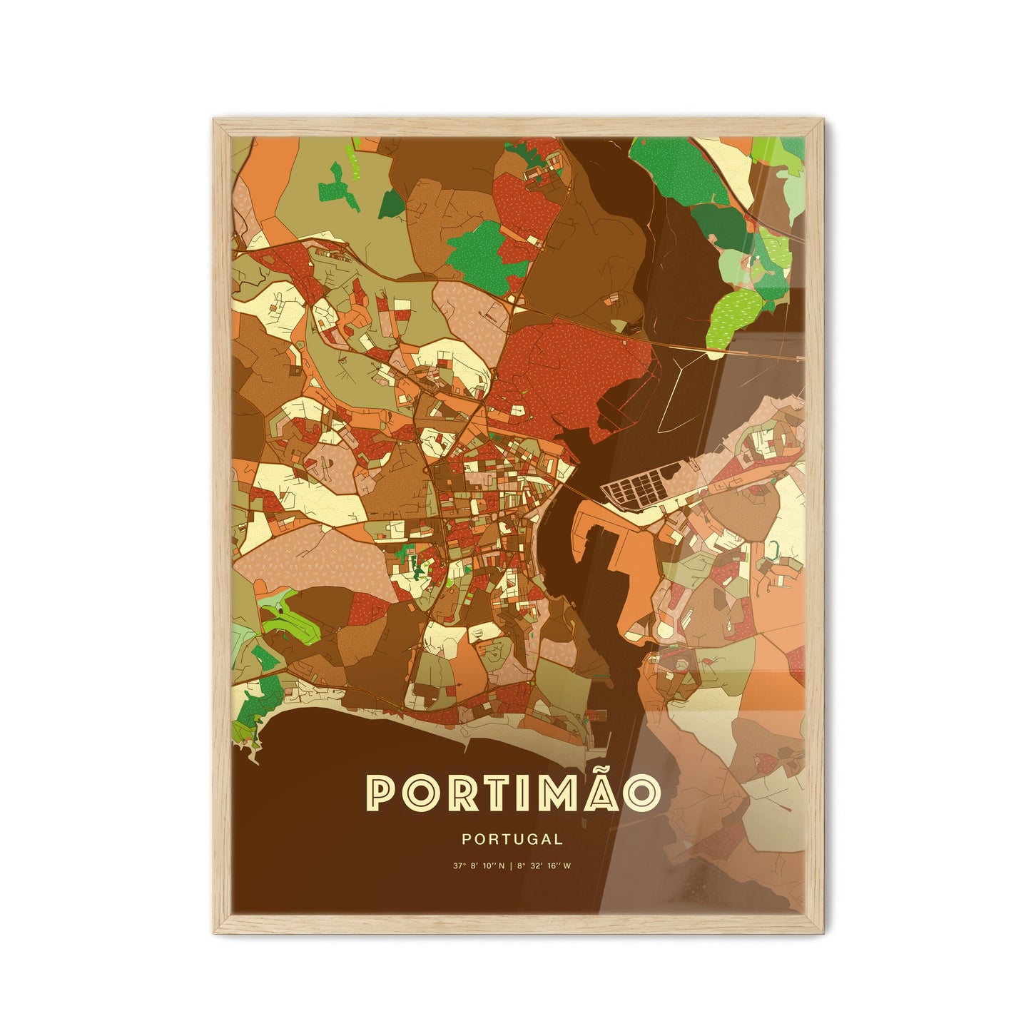 Colorful Portimão Portugal Fine Art Map Farmhouse