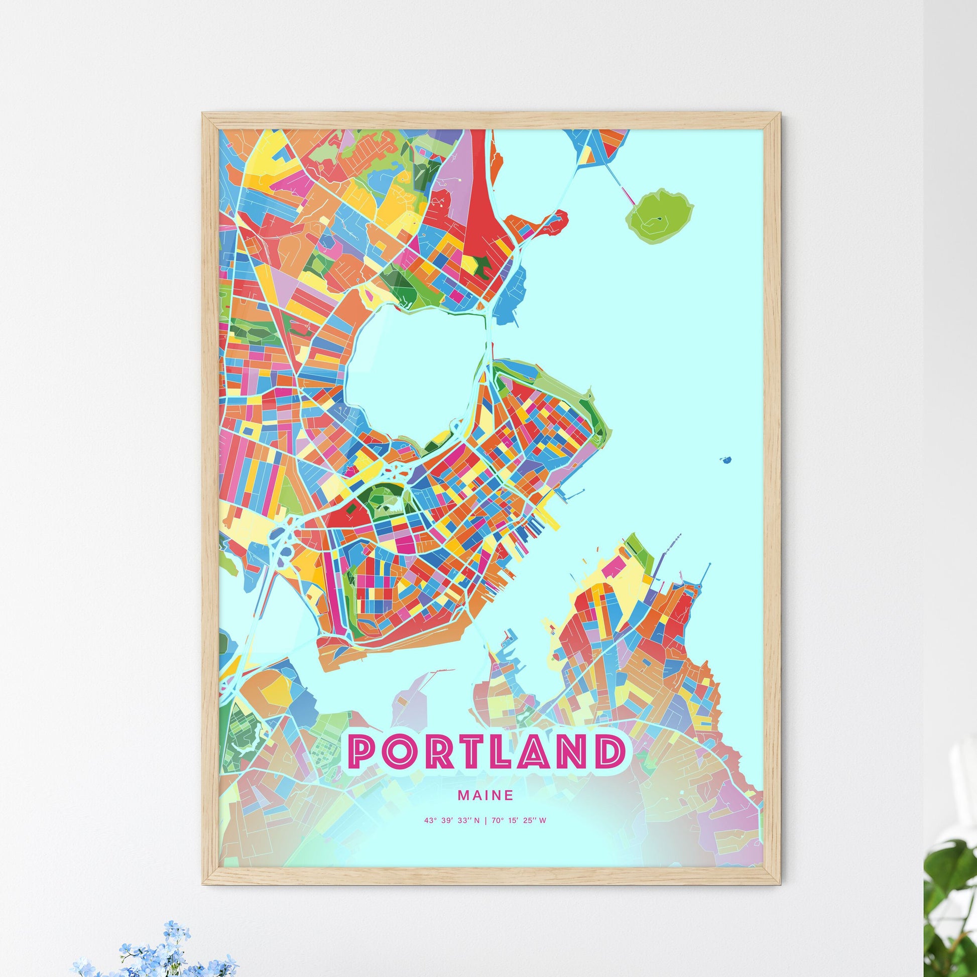 Colorful Portland Maine Fine Art Map Crazy Colors