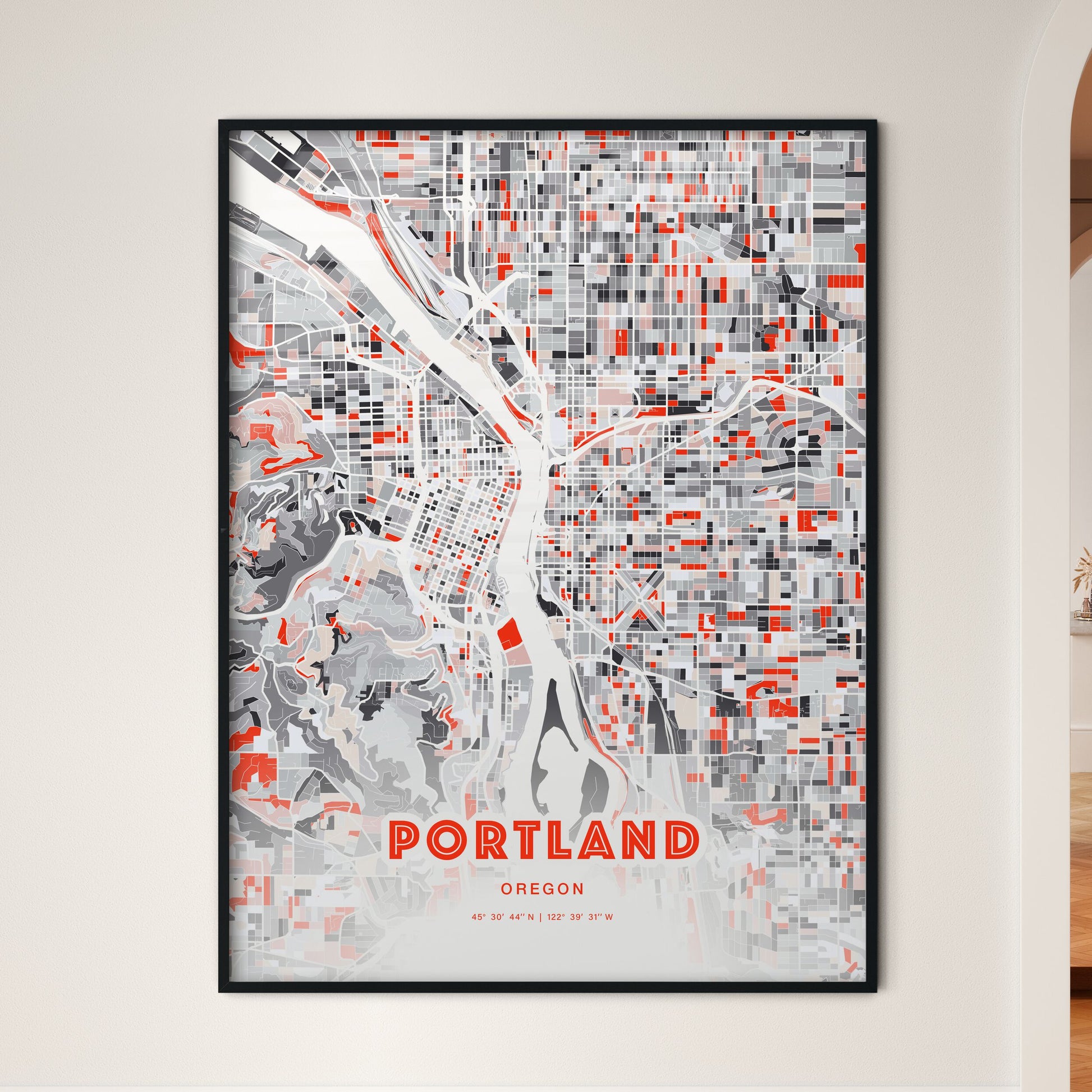 Colorful Portland Oregon Fine Art Map Modern Expressive