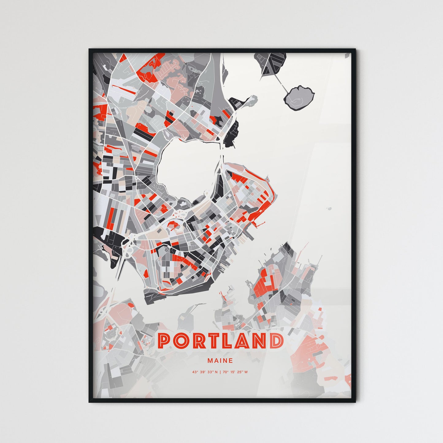 Colorful Portland Maine Fine Art Map Modern Expressive