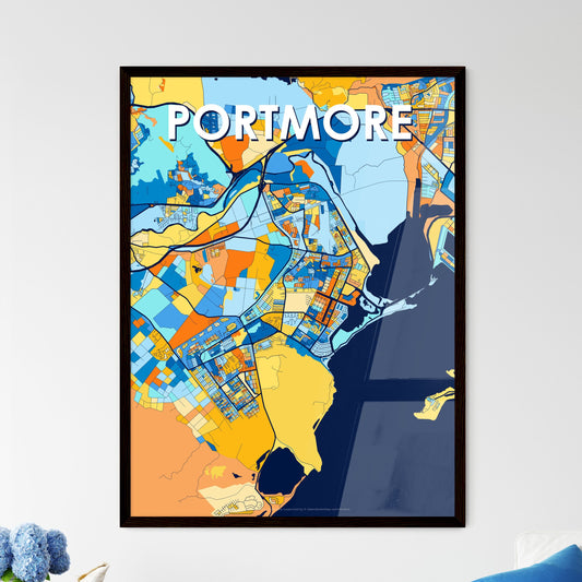 PORTMORE JAMAICA Vibrant Colorful Art Map Poster Blue Orange