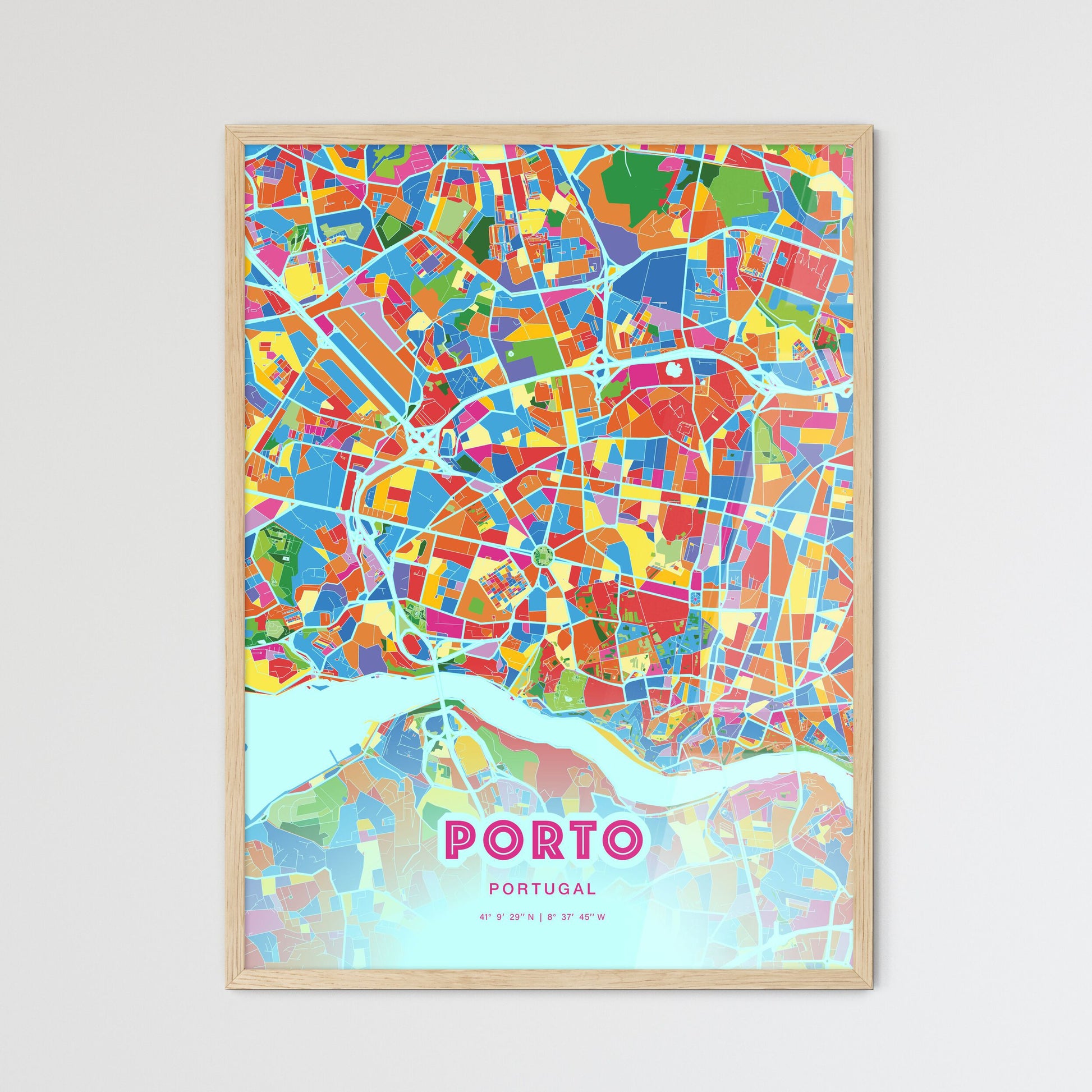 Colorful Porto Portugal Fine Art Map Crazy Colors
