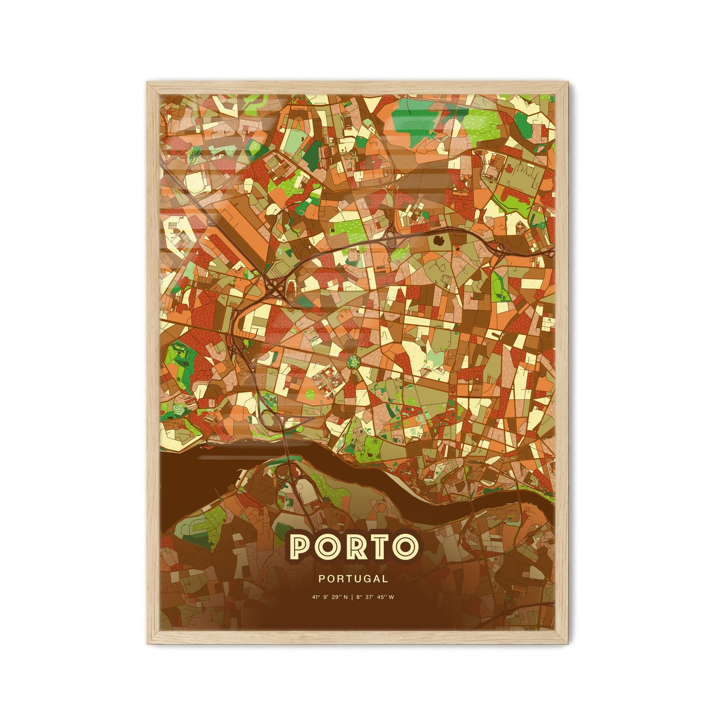 Colorful Porto Portugal Fine Art Map Farmhouse