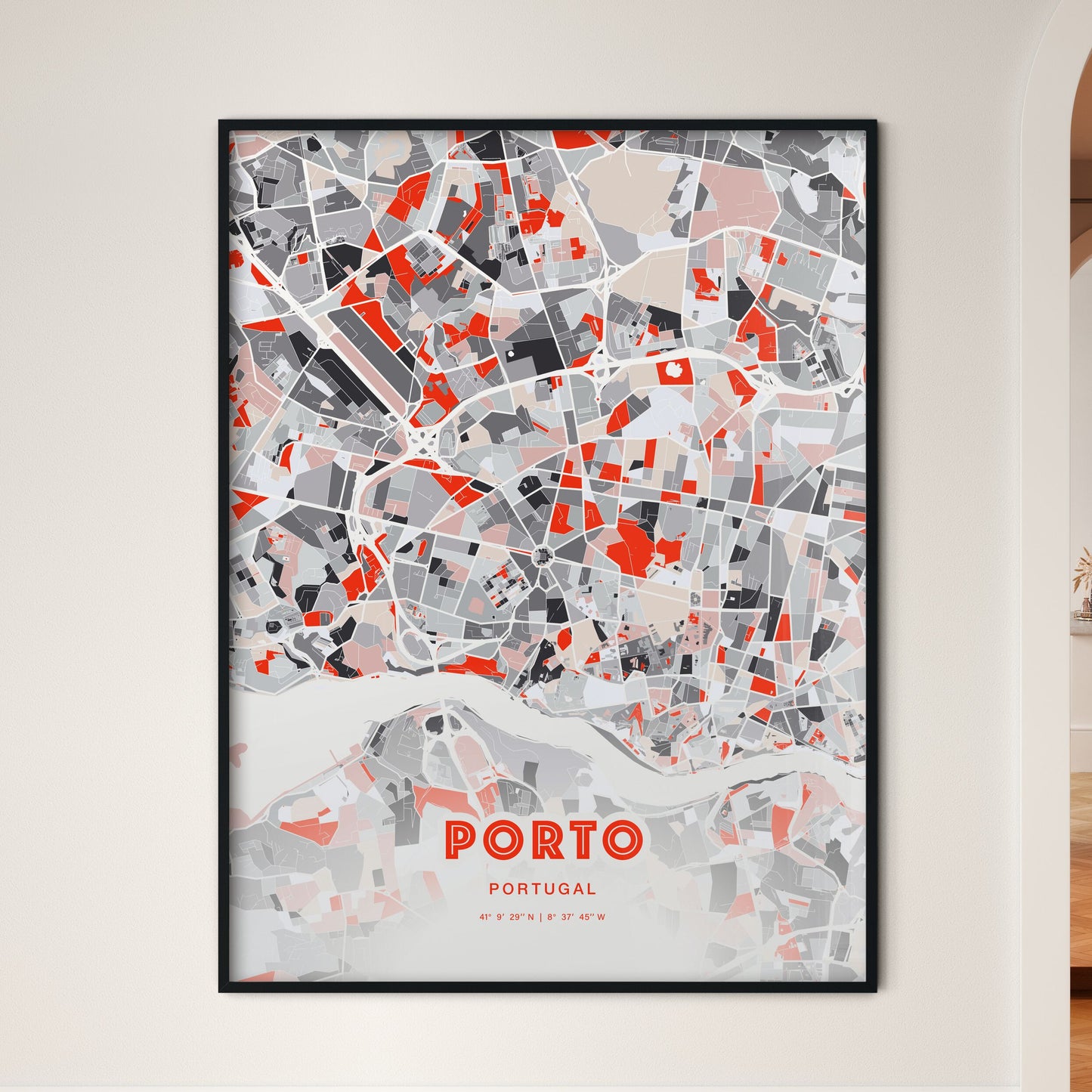 Colorful Porto Portugal Fine Art Map Modern Expressive
