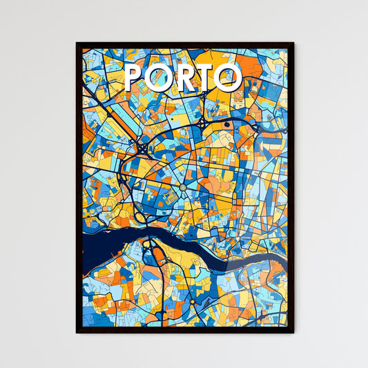 PORTO PORTUGAL Vibrant Colorful Art Map Poster Blue Orange