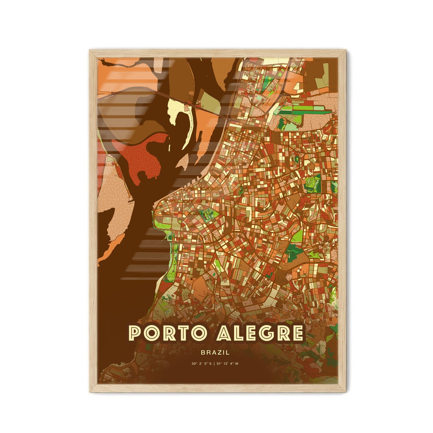 Colorful Porto Alegre Brazil Fine Art Map Farmhouse