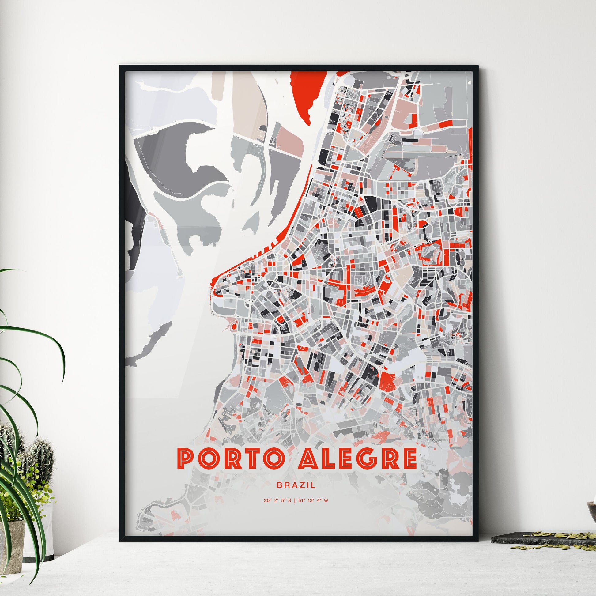 Colorful Porto Alegre Brazil Fine Art Map Modern Expressive
