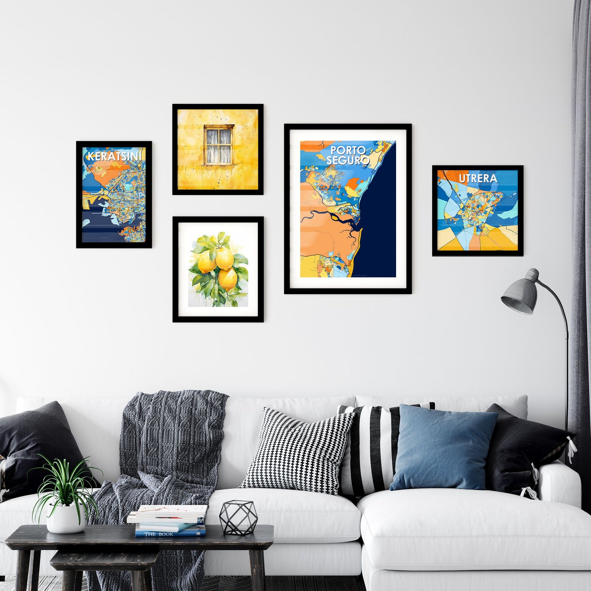 PORTO SEGURO BRAZIL Vibrant Colorful Art Map Poster Blue Orange