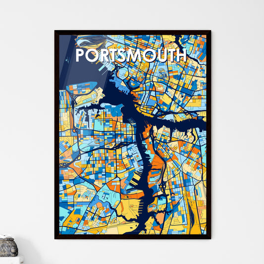 PORTSMOUTH VIRGINIA Vibrant Colorful Art Map Poster Blue Orange