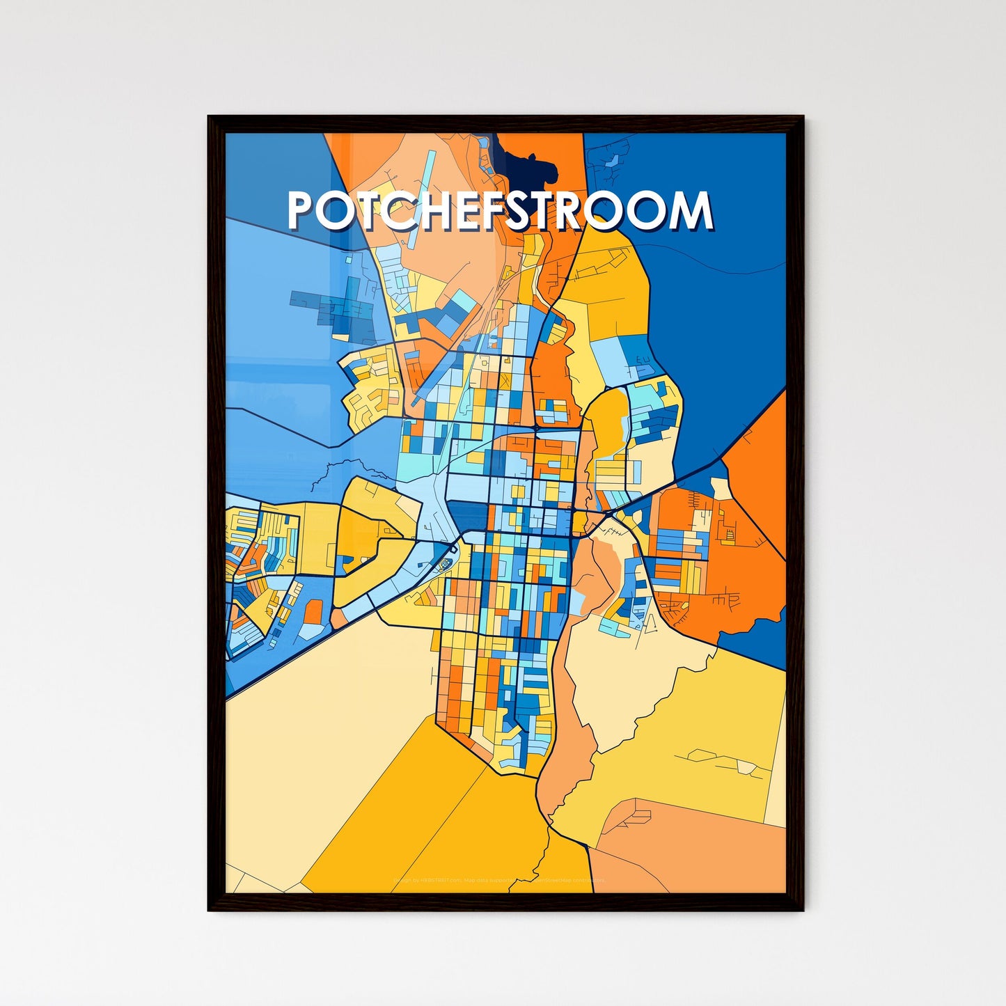 POTCHEFSTROOM SOUTH AFRICA Vibrant Colorful Art Map Poster Blue Orange