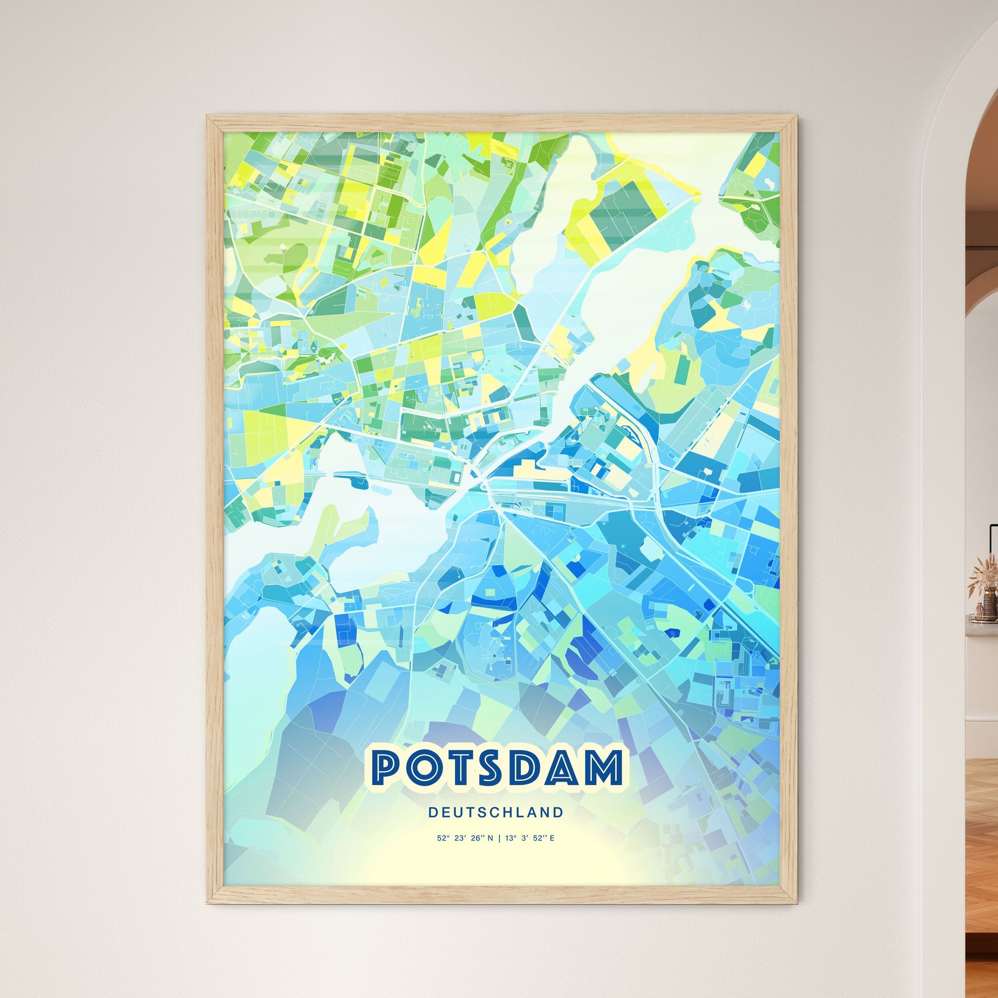 Colorful Potsdam Germany Fine Art Map Cool Blue