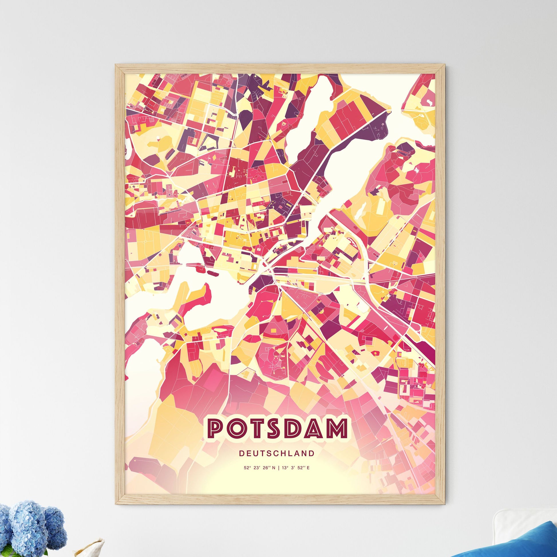 Colorful Potsdam Germany Fine Art Map Hot Red