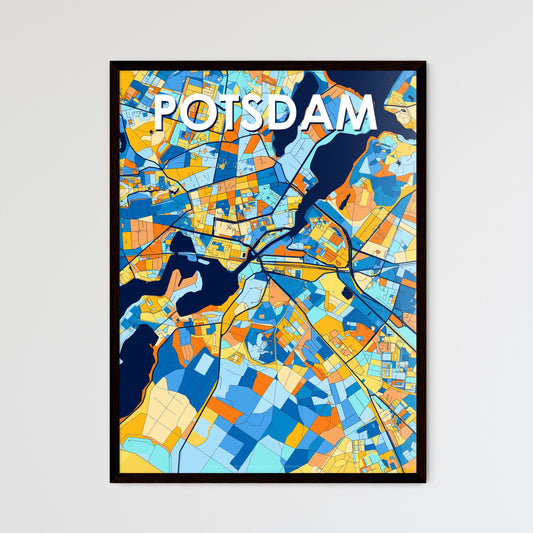 POTSDAM GERMANY Vibrant Colorful Art Map Poster Blue Orange