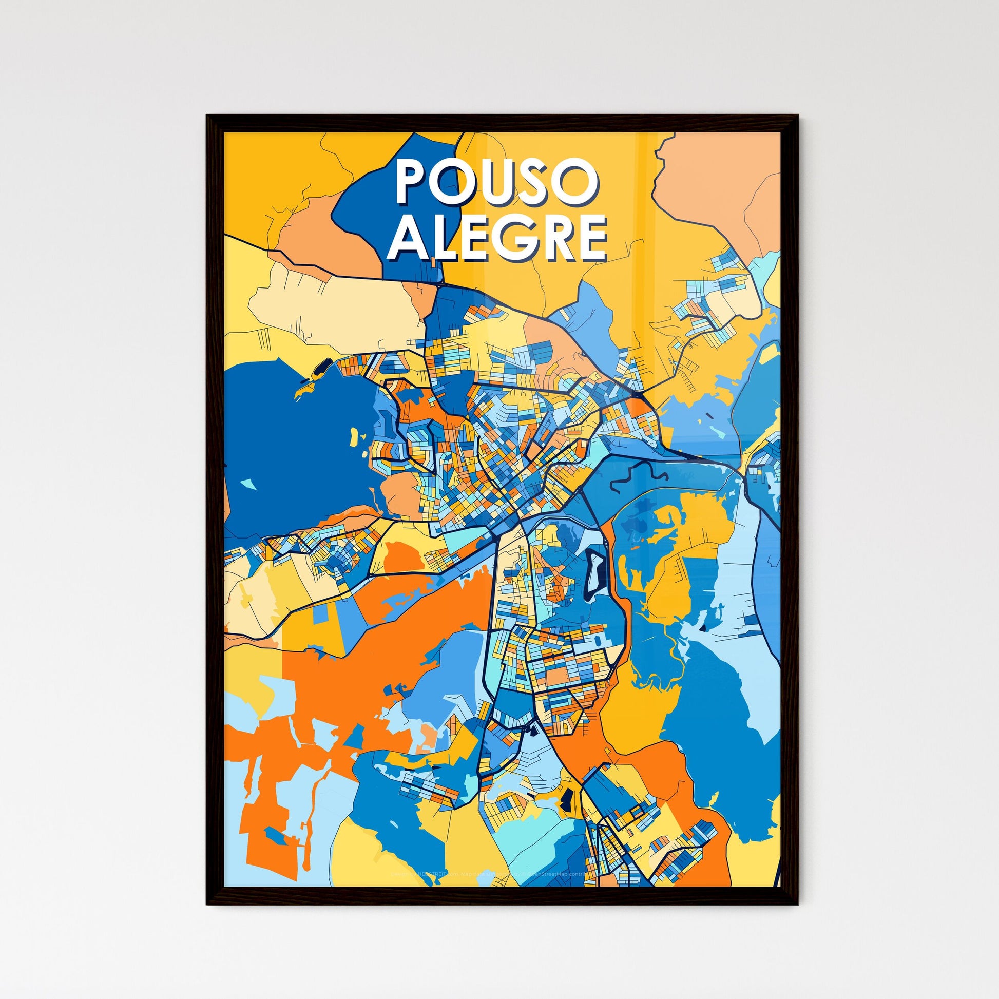 POUSO ALEGRE BRAZIL Vibrant Colorful Art Map Poster Blue Orange