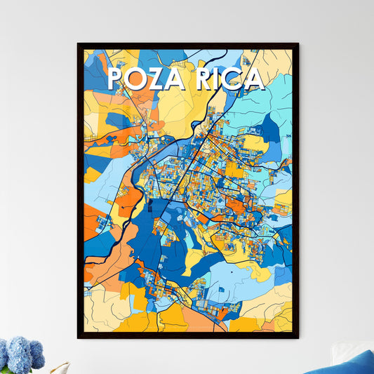 POZA RICA MEXICO Vibrant Colorful Art Map Poster Blue Orange