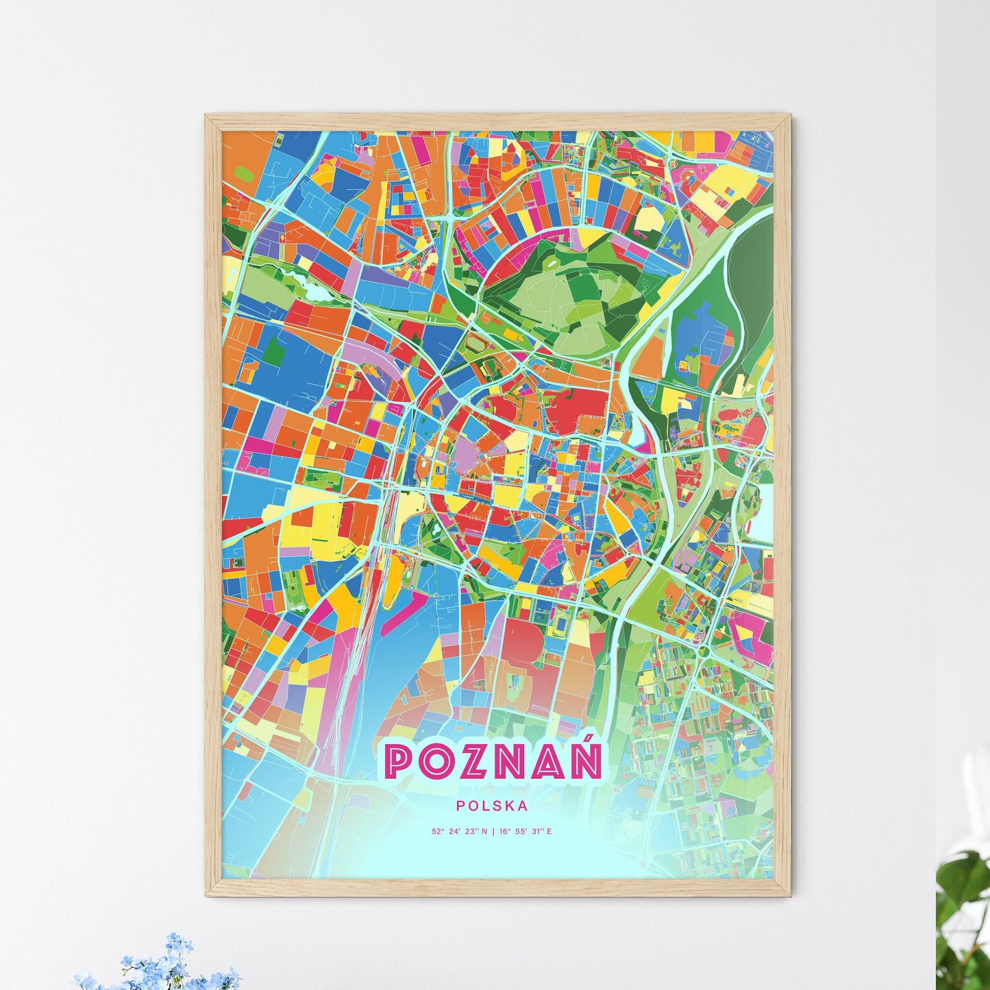 Colorful Poznań Poland Fine Art Map Crazy Colors
