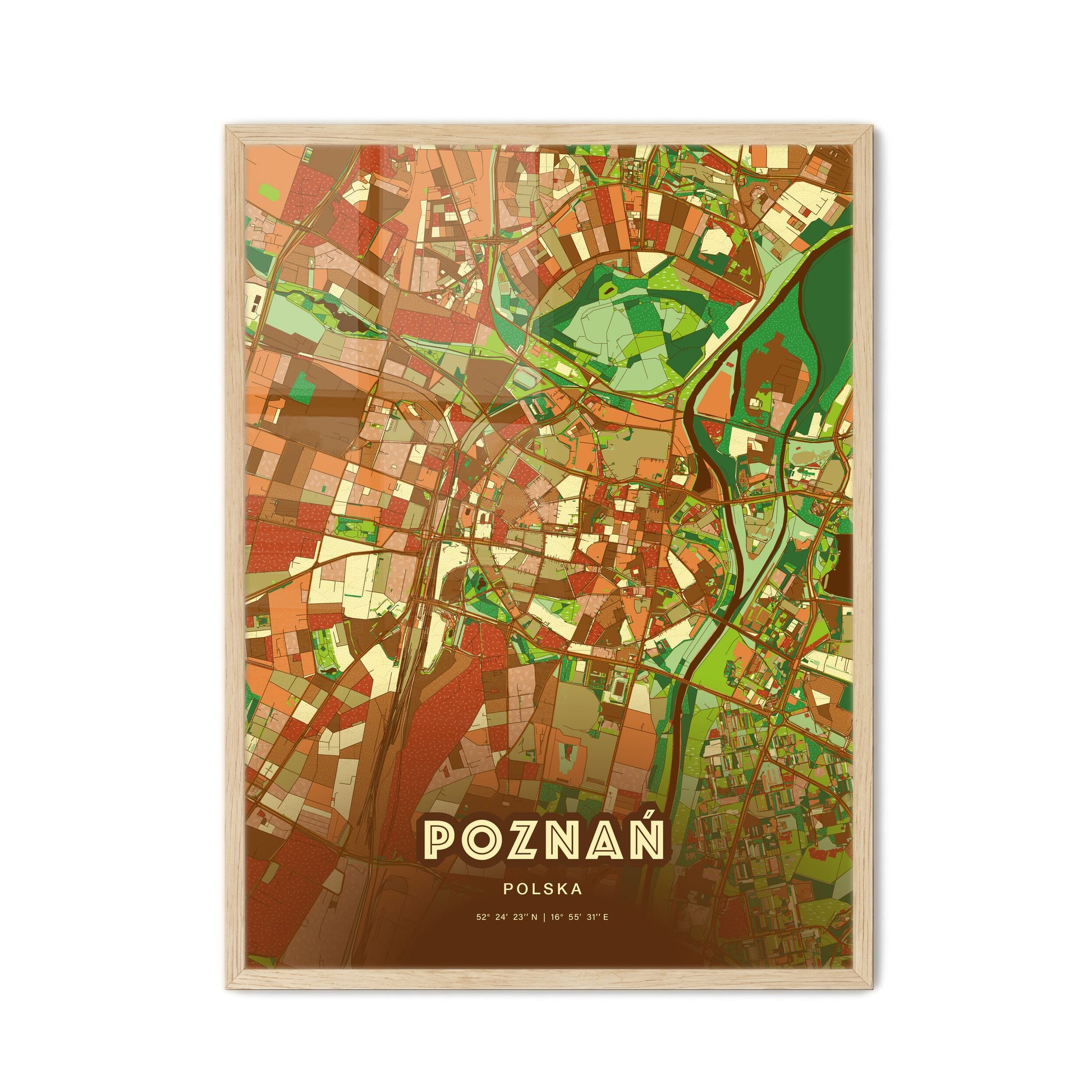Colorful Poznań Poland Fine Art Map Farmhouse