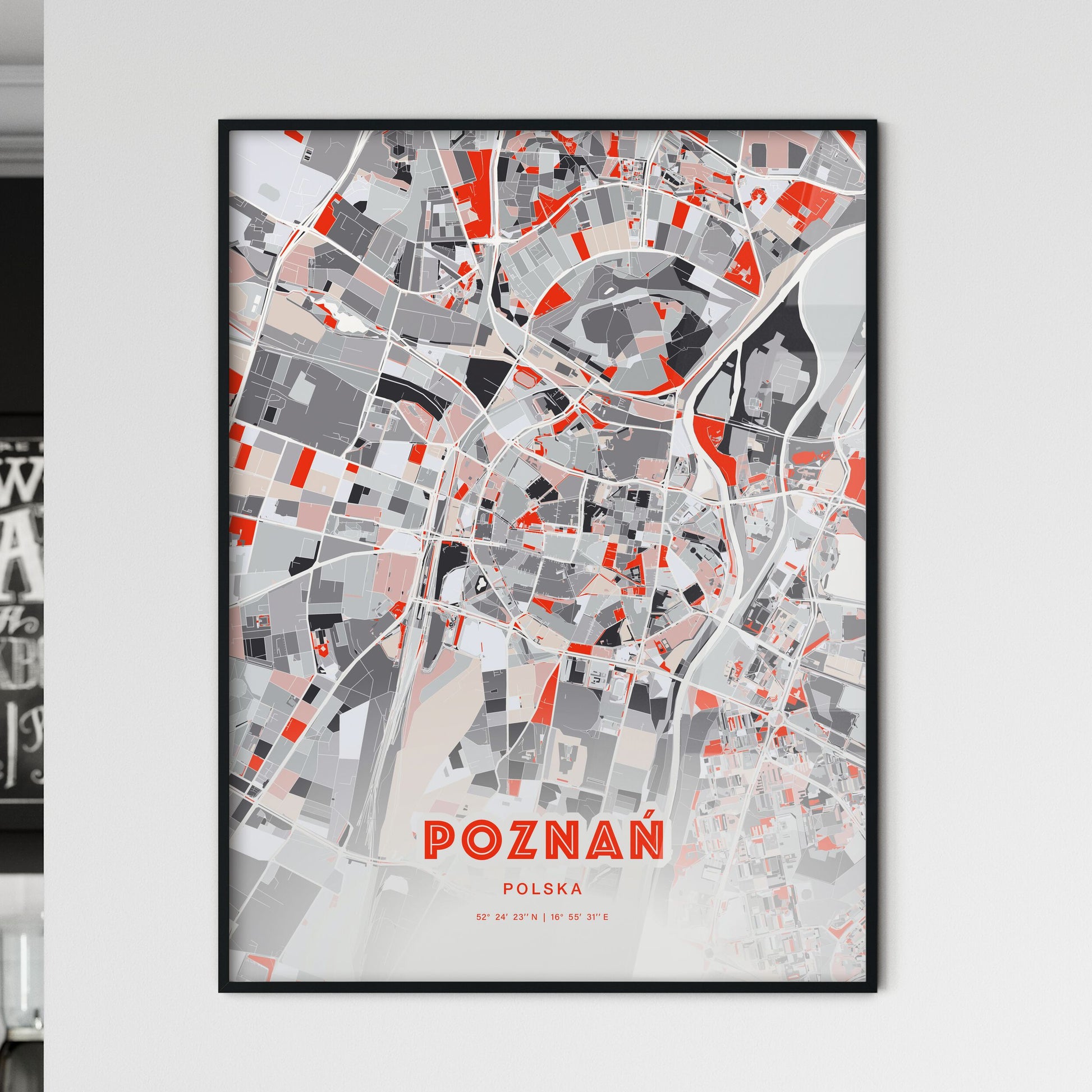 Colorful Poznań Poland Fine Art Map Modern Expressive