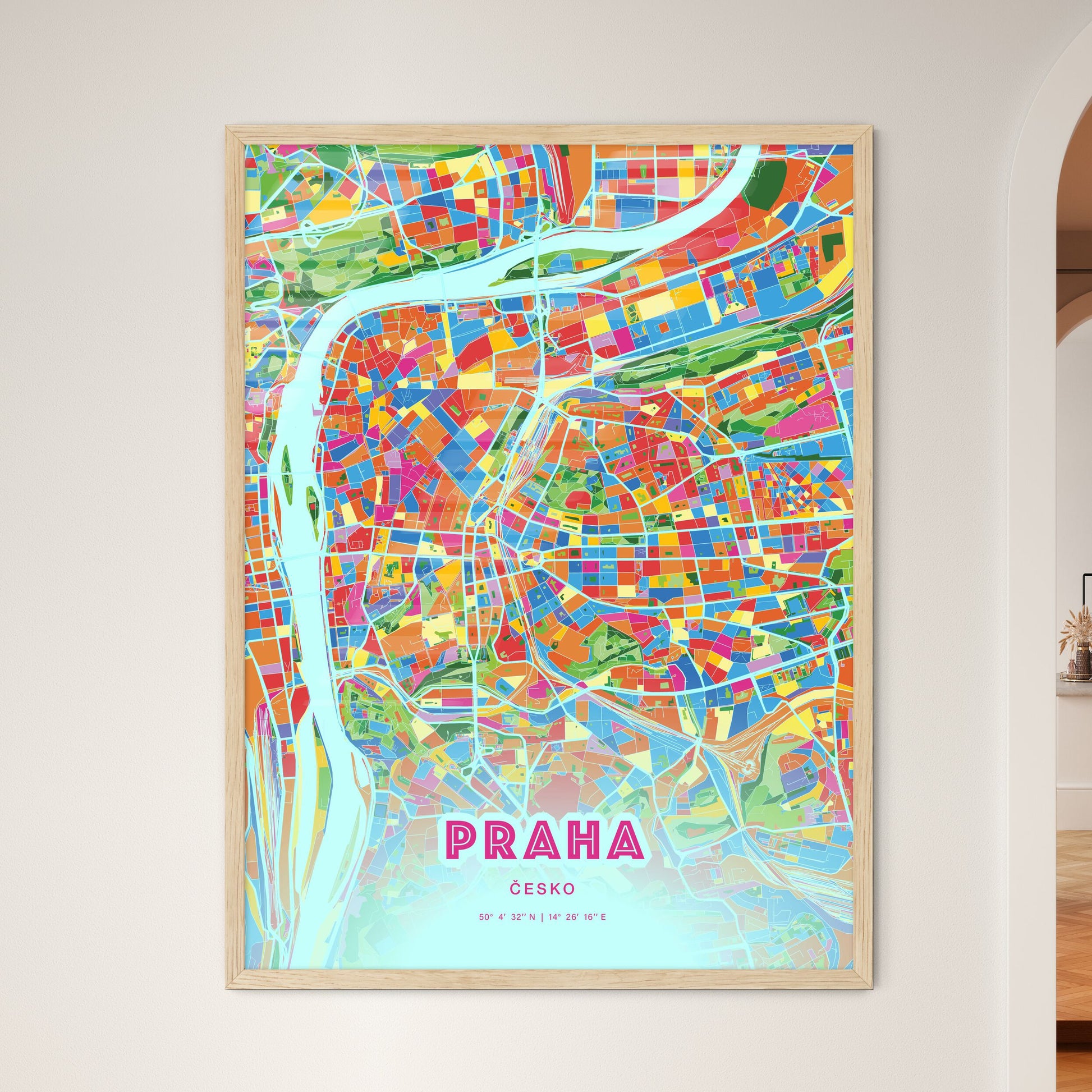 Colorful Prague Czechia Fine Art Map Crazy Colors