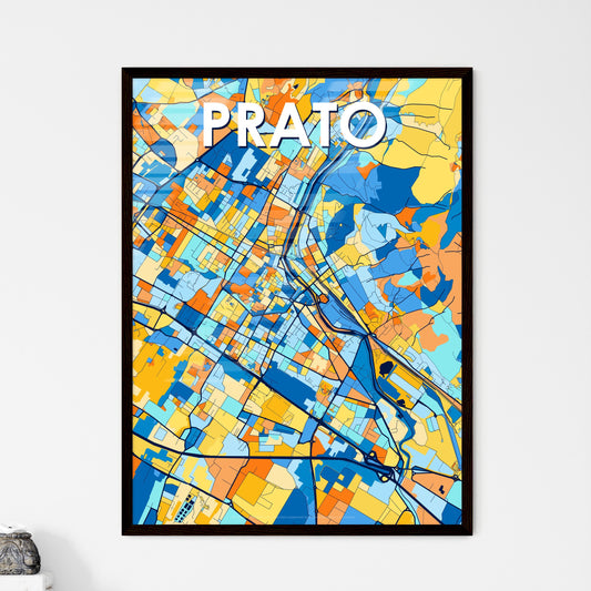 PRATO ITALY Vibrant Colorful Art Map Poster Blue Orange