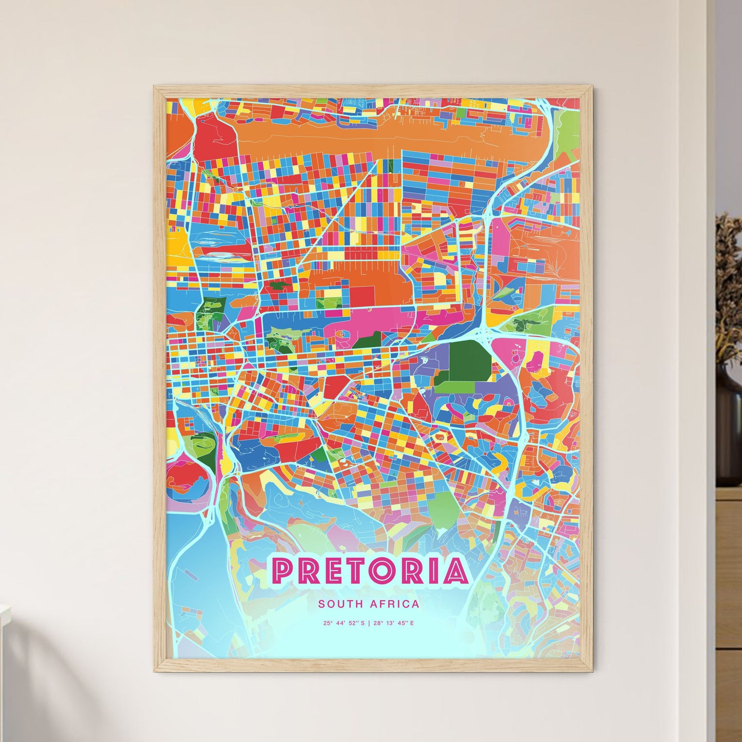 Colorful Pretoria South Africa Fine Art Map Crazy Colors