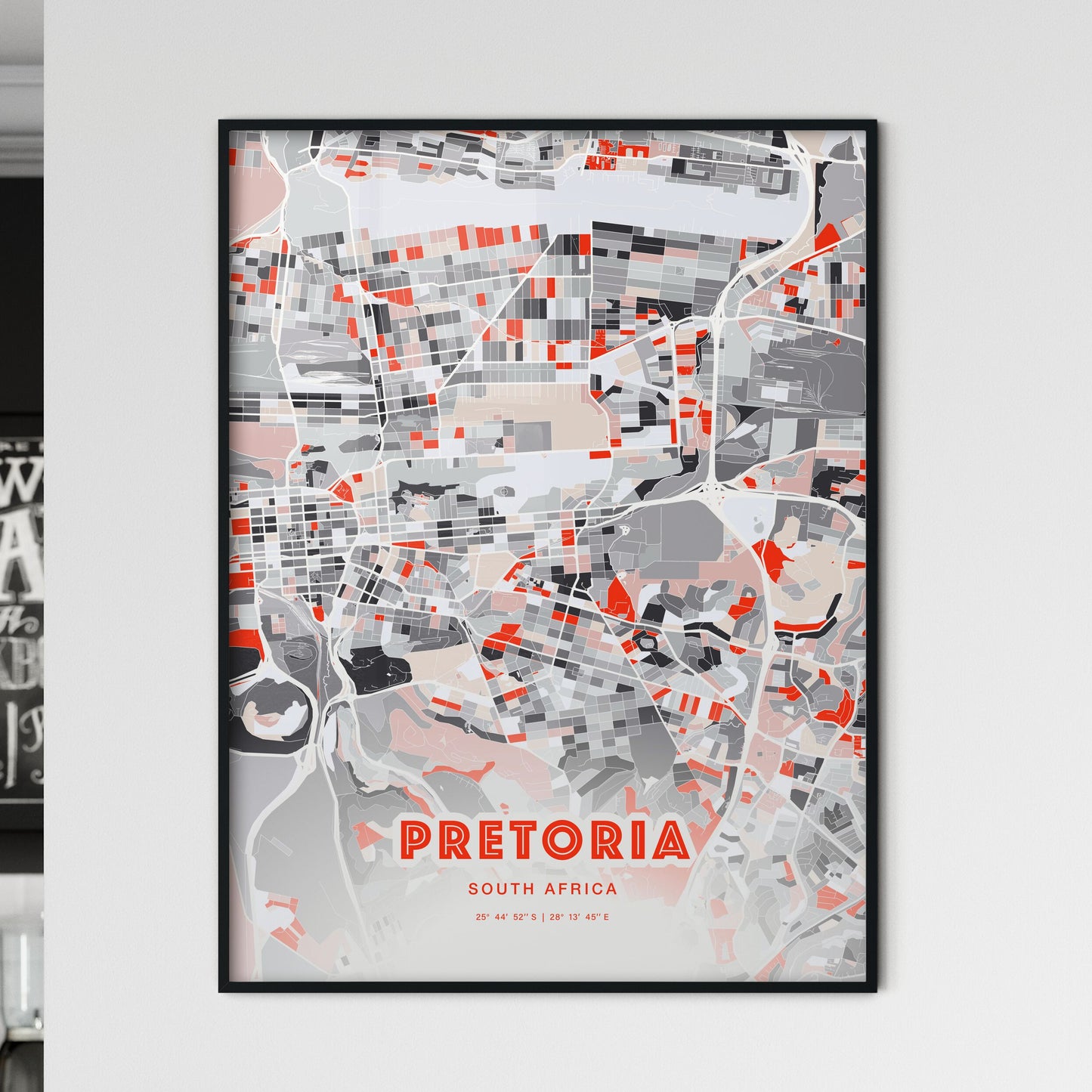 Colorful Pretoria South Africa Fine Art Map Modern Expressive