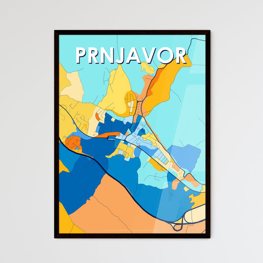 PRNJAVOR BOSNIA AND HERZEGOVINA Vibrant Colorful Art Map Poster Blue Orange