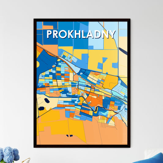 PROKHLADNY RUSSIA Vibrant Colorful Art Map Poster Blue Orange