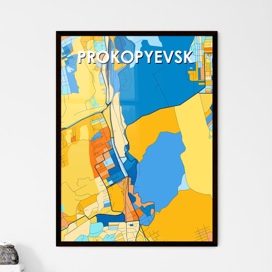 PROKOPYEVSK RUSSIA Vibrant Colorful Art Map Poster Blue Orange